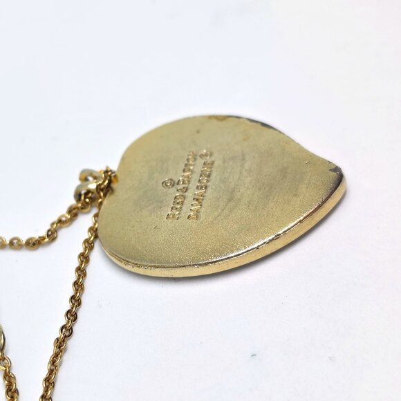 Vintage Reed & Barton Damascene Floral Heart Pendant with Amway GF 16' Chain - Picture 11 of 13